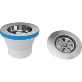 Resim Özbest Körüklü Lavabo Sifonu Lavabo Gider Borusu 90 cm Paslanmaz Süzgeç + Adaptör Conta 