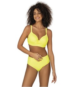 Resim Endeep Kadın Büyük Beden Destekli Büzgü Detaylı Sarı Bikini Takımı-sarı 