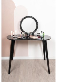 Resim Eva Makyaj Masası Aynalı Makyaj Masası Siyah Şifonyer Siyah 