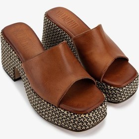 Resim Valmenti Kadın Hakiki Deri Taba Topuklu Terlik 1141 905 Bn Trlk Y26 Tan Leather 