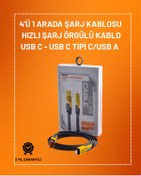 Resim AyrStore 4'ü 1 Arada USB Hızlı Şarj ve Veri Kablosu – 65W Güç, Çoklu Bağlantı, 1.2m 