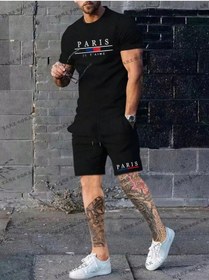 Resim Tarzsokak Homme Erkek Mektup Grafikli Tişört Ve İpli Bel Şort Takım Beyaz 