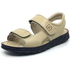 Resim Taşpınar %100 Hakiki Deri Ortopedik Erkek Yazlık Günlük Cırtlı Bej Sandalet 40-45 Bej 