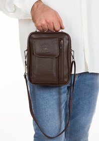 Resim Newish Adelina Erkek Koyu Kahve Deri Çelik Kasalı Telefon Bölmeli El Ve Omuz Çantası 