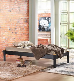 Resim Unimet Lulis Tek Kişilik Ferforje Metal Karyola 90x200 Siyah (AHŞAP LATALI) 