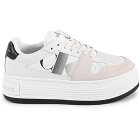 Resim Calvin Klein Kadın Marka Logolu Şık Görünüşlü Deri Gündelik Kullanıma Uygun Beyaz Sneaker YW0YW0130 