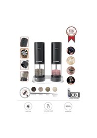 Resim Torima Kymq-44b-bs Siyah Pilli Işıklı Otomatik Yeni Nesil Tuz Karabiber Değirmeni Baharat Öğütücü 