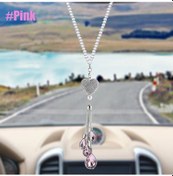 Resim Bling Araba Kolye Kristal Top Ve Düşme Araba Çekici Arka Görüş Aynası Dekorasyonu Pink 1 Piece Set 