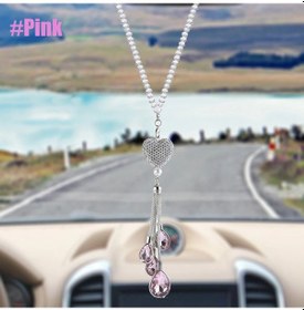 Resim Bling Araba Kolye Kristal Top Ve Düşme Araba Çekici Arka Görüş Aynası Dekorasyonu Pink 1 Piece Set 