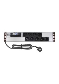 Resim 19" 2U 9'Lu Schuko Sigortalı Alüminyum Priz (12 ADET) 