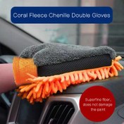 Resim Su geçirmez Araba Yıkama Mikrofiber Şönil Eldiven Kalın Araba Temizleme Eldiveni Vaks Detaylandırma Fırçası Otomatik Bakım Çift Yüzlü Eldiven 
