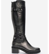 Resim Kadın Yüksek Topuklu Fermuarlı Çizme Gerçek Deri Br 08029 Siyah Null Siyah 