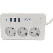 Resim FLY FLY-3406-01 Termal Akım Korumalı 2 M 3 USB 2.1 A 3'lü Priz Uzatma Kablosu 