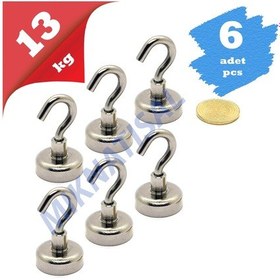 Resim 20Mm Kancalı Pot Mıknatıs Neodyum 6 Adet 