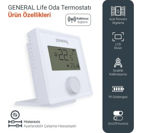 Resim General GAIA HT25 Rf Kablosuz Oda Termostatı 