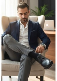 Resim Noch Hakiki Deri Klasik Bağcıklı Ve Esnek Comfort Tabanlı Erkek Ayakkabı Siyah 