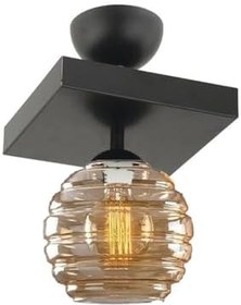 Resim Lambadar Modern Bal Camlı Model Tekli Kare Plafonyer Avize Salon Mutfak Yatak Odası Hol Siyah1Kare Tek Ebat 30 X 30 3551-1Blkkare-2046B62 