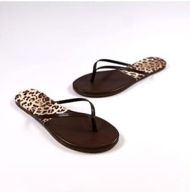 Resim Kadın Klasik Şık Günlük Leopar/Kahverengi Parmak Arası Terlik 