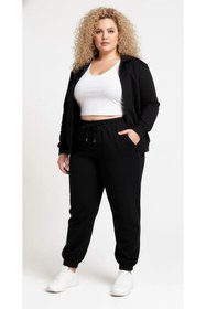 Resim Shape Of You Büyük Beden Yüksek Bel Lastikli Ve Bağcıklı Eşofman 
