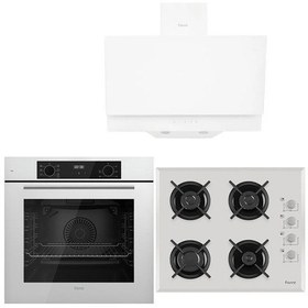 Resim Ferre Whıte Plus Serisi QBL63CB-1140B-D017 3lü Cam Ankastre Set 