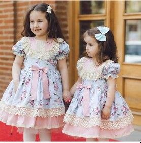 Resim H L Y Karol Tasarım Mavi Okyanus Vintage Kız Bebek Elbisesi,doğum Günü,fotoğraf Çekim Elbisesi,0-12 Yaşa Uygun Mavi 