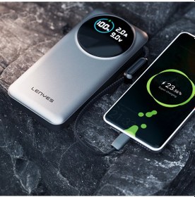 Resim Lenyes Px3004d Dijital Led Ekranlı Lightning Kablolu Powerbank 22.5w 30.000mah Gümüş 