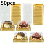 Resim 50 Adet YUHUPHYLLIC Mini Şeffaf Plastik Cupcake Kapları Altın Kenarlı - Düğünler, Doğum Günleri, Tatlılar İçin İdeal | Ay Şeklinde, Kekler & Muffinler İçin Net Görüntüleme 