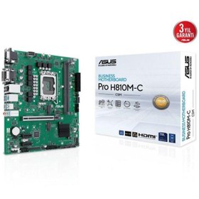 Resim ASUS PRO H810M-C CSM DDR5 HDMI-DP TYPEC PCIE 5.0 1851P MATX KURUMSAL ANAKART 
