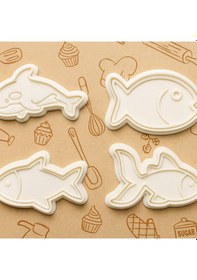 Resim Balık Şekilli Kurabiye Kalıbı Seti - 8 Cm Deniz Canlıları Temalı Kurabiye Ve Fondan Kalıpları Beyaz 