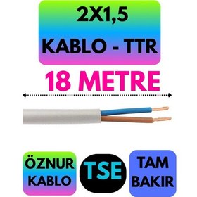 Resim Öznur 2x1,5 Ttr Kablo Beyaz Metre Seçenekli - 18 Metre 