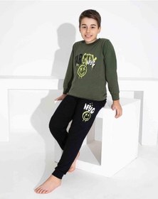 Resim Tarık Erkek Çocuk Desenli Uzun Kollu Pijama Takımı-944 Yeşil 