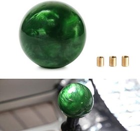 Resim Mermer Tarzı Yuvarlak Top Vites Topuzu Akrilik Shifter Topuzları Çubuk Vites Topuzları Manuel Araba için 3 Adaptörü ile Koyu Yeşil 