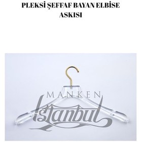 Resim Elbise Askısı 40 Cm Pleksi Şeffaf Gold Kancalı Ceket Palto Askısı Business Class 3 Adet Diğer 