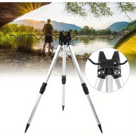 Resim 1 Adet Sağlam Balıkçılık Çubuğu Destek Standı - Ayarlanabilir, Katlanır Kaymaz Tabanlı Üçayaklı Balıkçı Tripodu - Ağır Olta Çubukları İçin Uygun - Göl, Nehir, İskele, Tekne için Taşınabilir Balıkçılık Ekipmanı - Babalar ve Balıkçılar İçin İdeal Hediye (Dayanıklı Yapı), Dış Mekan Balıkçılığı Yardımı, Sağlam Malzemeler 