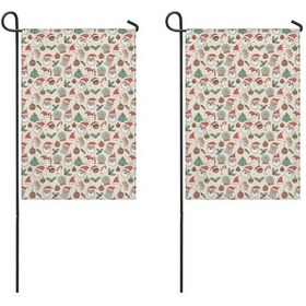Resim Noel Desenli 2 Li Bahçe Bayrağı Seti, Çift Taraflı 12x119 İnç Açık Alan İçin 12+ 