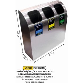 Resim Arı Metal Geri Dönüşüm Seti 3 Lü Paslanmaz 