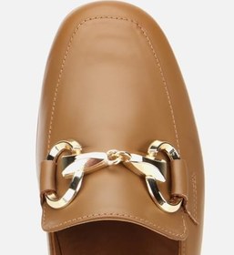 Resim HOTİÇ Kadın Deri Kahverengi Tokalı Klasik Loafer 