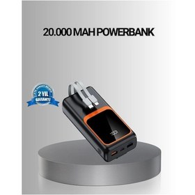 Resim Powerbank 20000 Mah Yüksek Kapasiteli Ve 22.5w Hızlı Şarj Destekli Siyah - Turuncu 