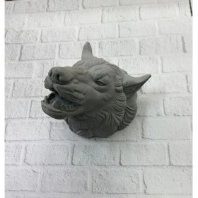 Resim Bucuks Mey Ithalat® Kurt Başı Duvar Aksesuarı Gri Renk Asılabilir Hediyelik Figür 