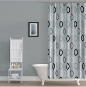 Resim Gri Banyo Perdesi Tek Kanat Geometrik Desen Duş Perdesi Gri 