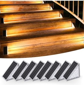 Resim 8 Adet Üçgen Güneş Enerjisi İle Şarj Olan Dış Mekan Solar Basamak Köşe Lambası Çok Renkli 