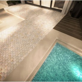 Resim TUQCO Doğaltaş Fileli 2 Hexagon Golden Eskitme Mermer Mozaik 