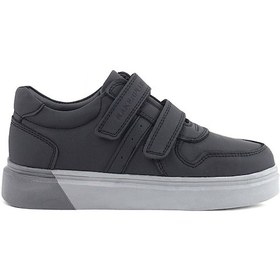 Resim Rakerplus Hakiki Deri Siyah Cilt Gri Tabanlı Cırtlı Erkek Çocuk Sneaker Siyah 