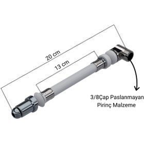 Resim DESIPHON Asma Klozet Esnek Taharet Borusu Krom Uçlu Dirsekli 