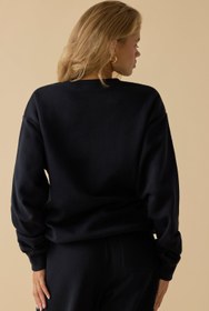 Resim Siyah Büyük Beden Bisiklet Yaka Kazak - L/XL 