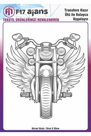Resim F17 Ajans Ütü Ile Yapışan Tekstil Dtf Baskı Görseli Motorsiklet 