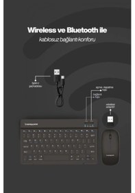 Resim Siyah Kablosuz Klavye Ve Mouse Seti Renkli 