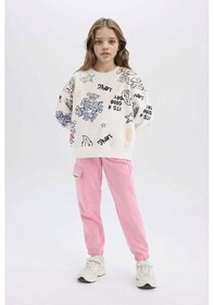 Resim DeFacto Kız Çocuk Kargo Cepli Beli Paçası Lastikli Jogger Eşofman Altı D2872A824WNPN445 Pembe 