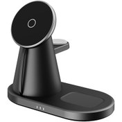 Resim Y05 3'ü 1 Arada 15w Cep Telefonları / Watches / Airpods Uyumlu İçin Teleskopik Manyetik Kablosuz Şarj Cihazı 