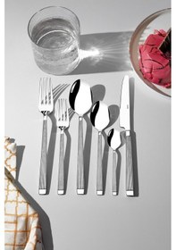 Resim Nehir Maria 36 Parça Çatal Kaşık Bıçak Takımı - Çatal Kaşık Bıçak Seti 12 Kişilik Gri 